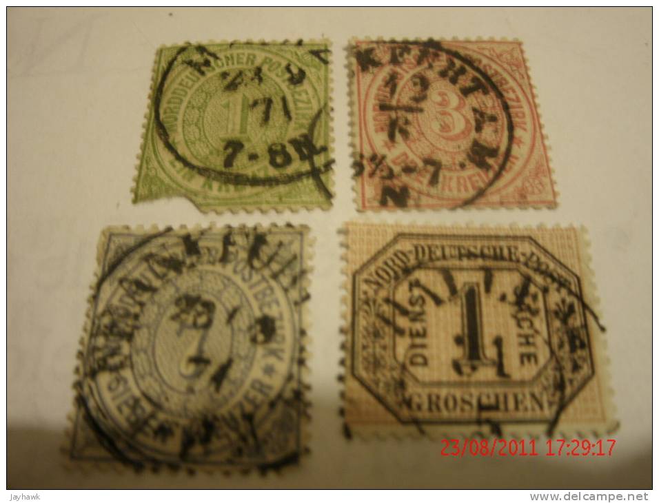 NORTH GERMAN CONFEDERATION, SCOTT# 4,#17,#17, & #O4, USED - Used