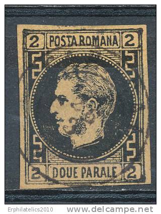 ROMANIA 1866 PRINCE CAROL 2 PAARLE THICK PAPER SC# 29A VF USED A SCARCE STAMP VF - 1858-1880 Moldavia & Principato