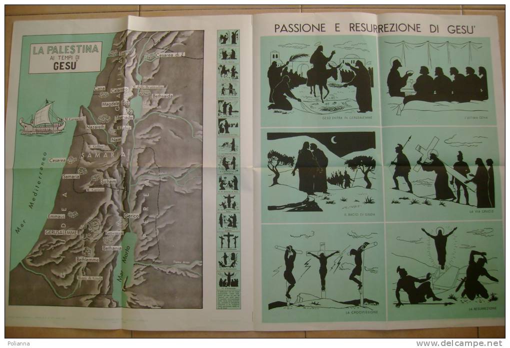 C0568 - Inserto Scuola It.Moderna 1956 - CARTINA - LA PALESTINA AI TEMPI DI GESU´ - PASSIONE E RESURREZIONE DI GESU´ - Religion