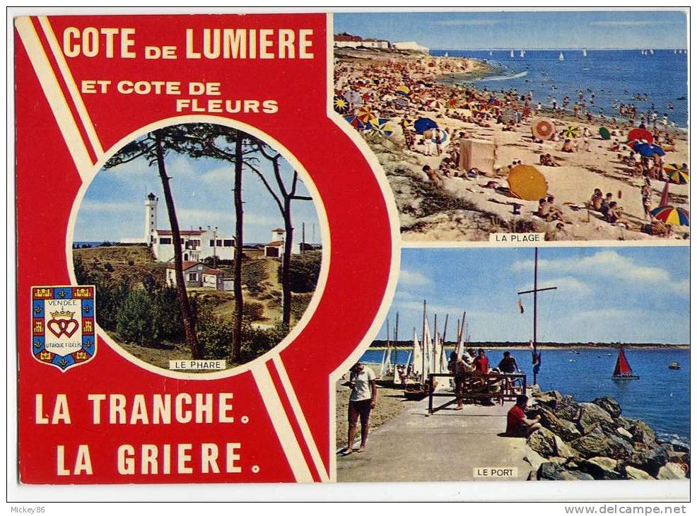 LA  TRANCHE Sur Mer--La GRIERE---1982--Vues Diverses(phare,port,plage)  ,cpm N° 215  éd Artaud - La Tranche Sur Mer