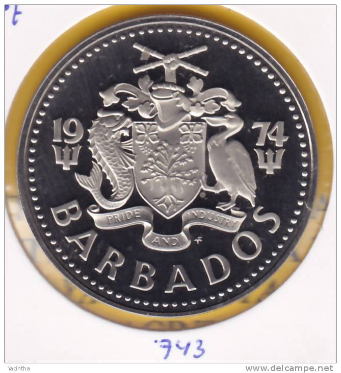 @Y@  Barbados  2 Dollar  1974  Proof   Pp    (743) - Barbades
