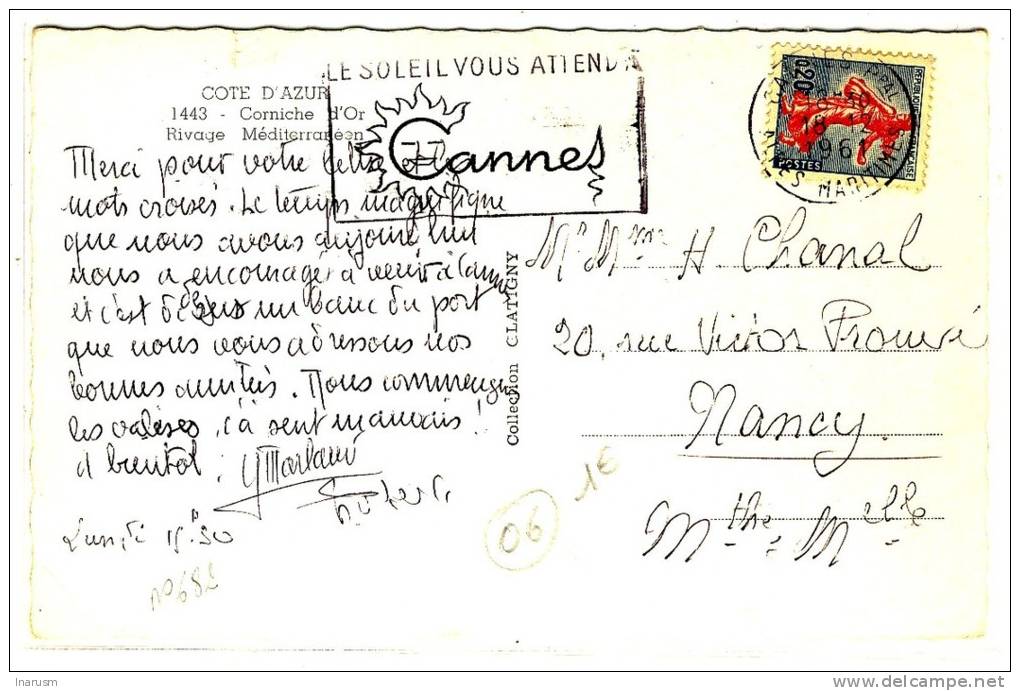 " CANNES PPAL / ALPES MARITIMES / 18-12-1961 " + " LE SOLEIL VOUS ATTENDS  / CANNES " - N° 682 - Oblitérations Mécaniques (flammes)