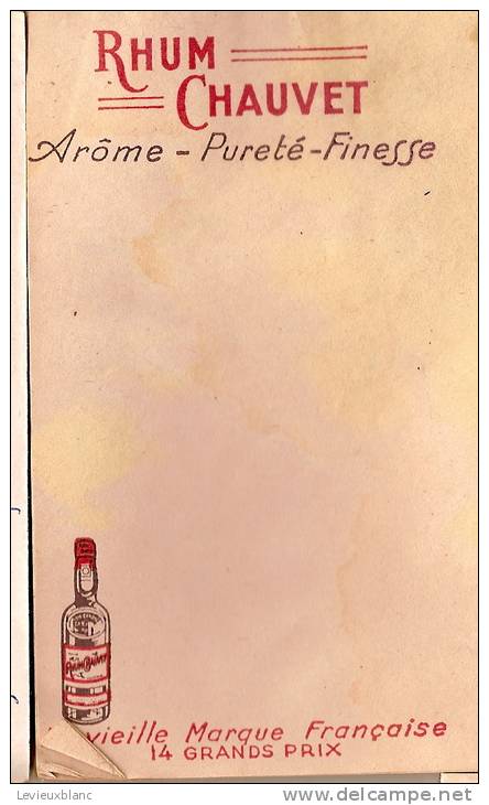 Bloc-notes Publicitaire/Rhum CHAUVET/vers 1950-60     VP261 - Non Classés