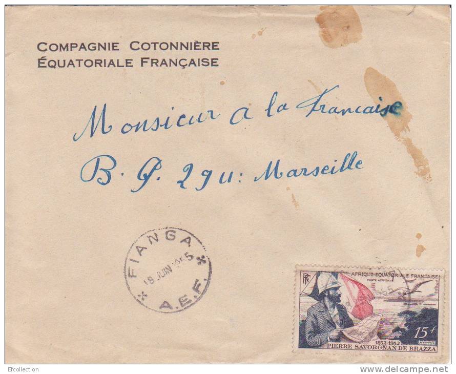 Fianga Tchad Afrique Compagnie Cotonniére Colonie Française Lettre Par Avion Pour Marseille Marcophilie - Covers & Documents