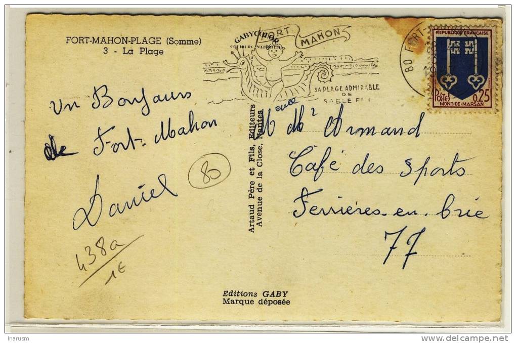 " 80 FORT-MAHON-PLAGE / SOMME / 1967 " + " FORT MAHON / SA PLAGE ADMIRABLE / DE PLAGE FIN " - N° 438a - Oblitérations Mécaniques (flammes)