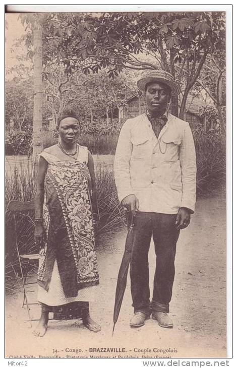 213te-Costumi-Mestieri/Cost Umes/Artisanat-Crafts-Congo Francaise-France-couple Congolais-v.1906 - Congo Francese