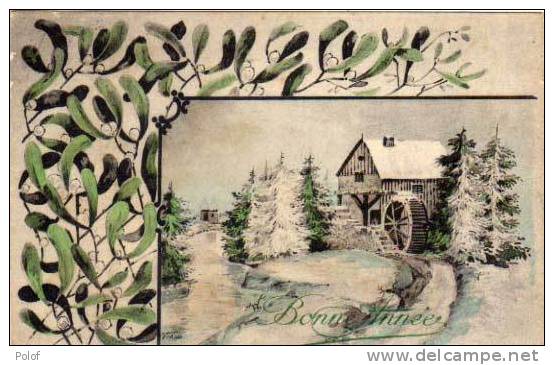 Art Nouveau - Moulin -paysage De Neige ....  (36739) - Altri & Non Classificati