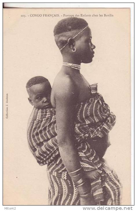 232te-Costumi-Mestieri/Costumes/Artisanat-Crafts-Congo  Francaise-France-Portage Des Enfant Chez Les Bavilis-v.1906 - Congo Francese