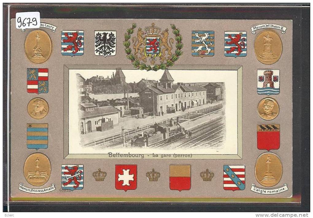 BETTEMBOURG - LA GARE - TRAIN - BAHN - CARTE EN RELIEF - PRÄGE KARTE  - TB - Bettemburg