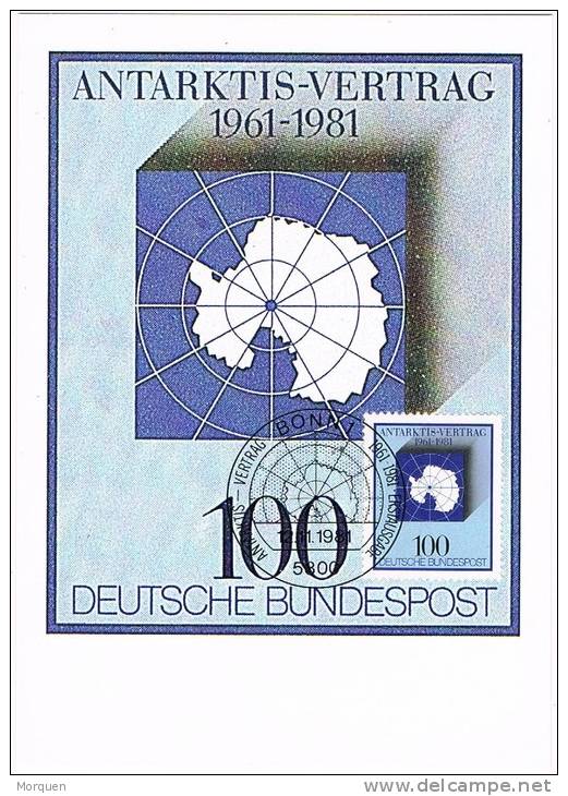 2786. Tarjeta Maxima BONN 1981.Antartida. Antarktis Vertrag - Otros & Sin Clasificación