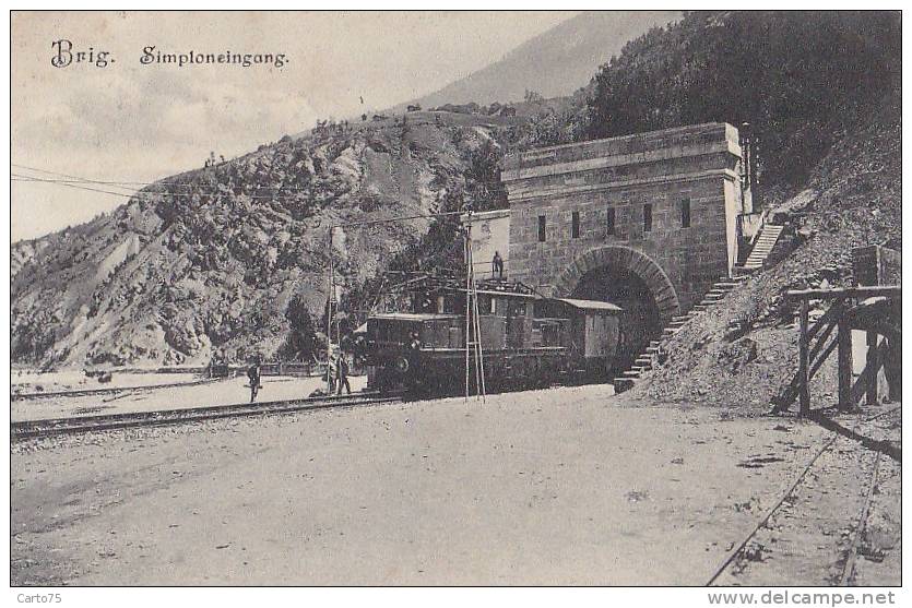 Suisse - Brig - Train Chemins De Fer - Tunnel - Simploneinegang - Cachet Stresa Montauban 1909 - Simplon
