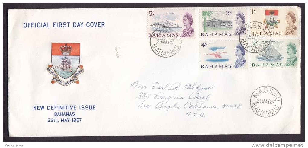 Bahamas 1967 FDC Cover To Los Angeles USA Definitive Issue - 1963-1973 Autonomía Interna