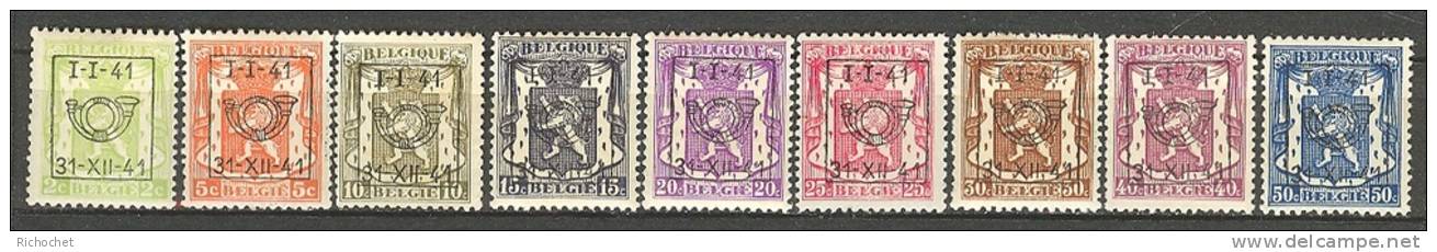 Belgique PRE455 à 463 (20) 1-I-41 / 31-XII-41 ** - Typo Precancels 1936-51 (Small Seal Of The State)