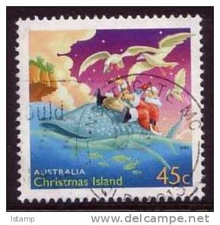 2003 - Christmas Island Xmas 45c SANTA On WHALE Stamp FU - Christmaseiland