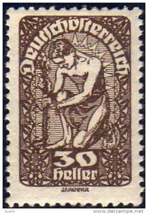 Austria 1919 Scott 211 Sello * Alegoría De La Nueva Republica 30h Autriche Osterreich Preobliteré Matasello De Favor - Nuevos