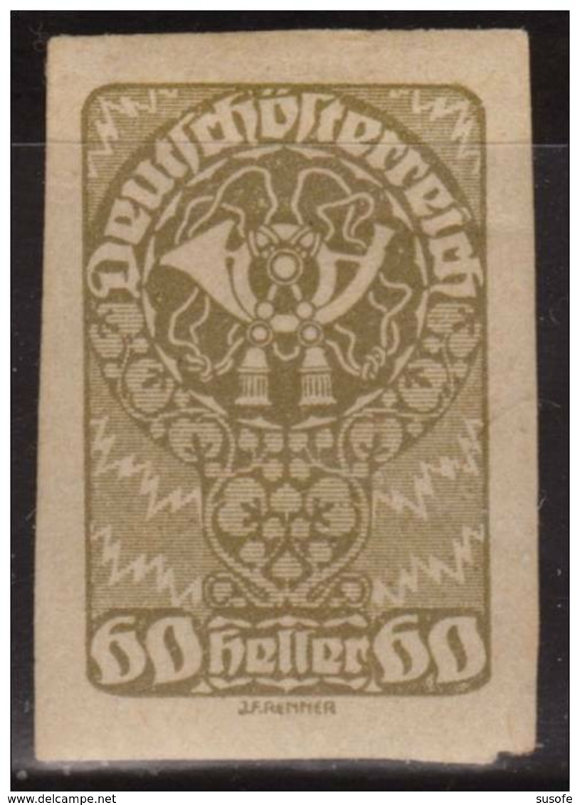 Austria 1920 Scott 235 Sello * Posthorn, Coat Of Arms And Allegory Michel 283 Yvert 213 Sin Dentar Stamps Timbre Autrich - Unused Stamps