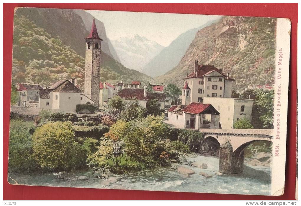 X0349 Bignasco E Il Basodino,Valle Maggia.Cachet Locarno 1909,timbre Manque.Wehrli 18051 - Bignasco