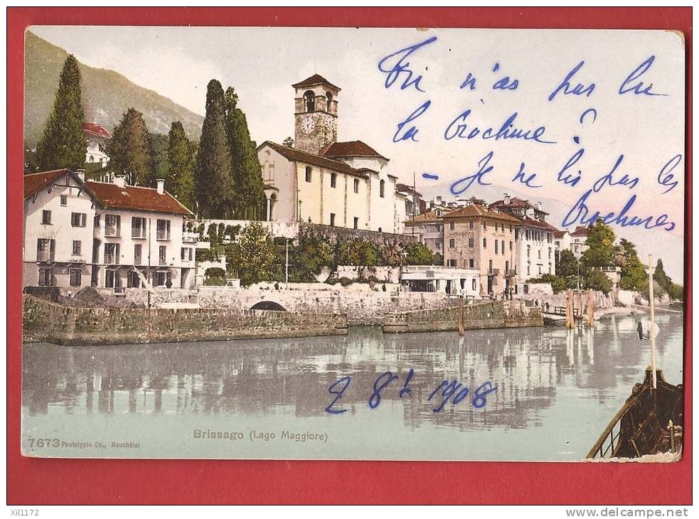 X0354 Brissago Lago Maggiore.Non Circulé,mais Mention Manuscrite 1908.Phototypie 7673 - Brissago