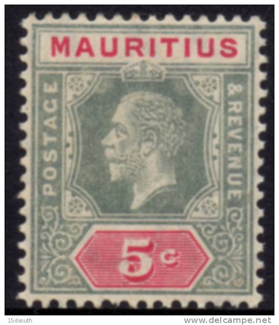Mauritius - 1913-22 KGV 5c Die I MH* - Mauricio (...-1967)