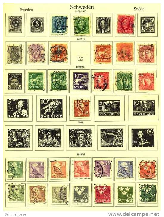 99 Alte Briefmarken Schweden Auf 3 KABE Blätter - Mit Falz - Verzamelingen