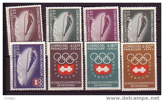 PGL - JEUX OLYMPIQUES 1964 PARAGUAY Yv N°737/41+AERIENNE ** - Winter 1964: Innsbruck