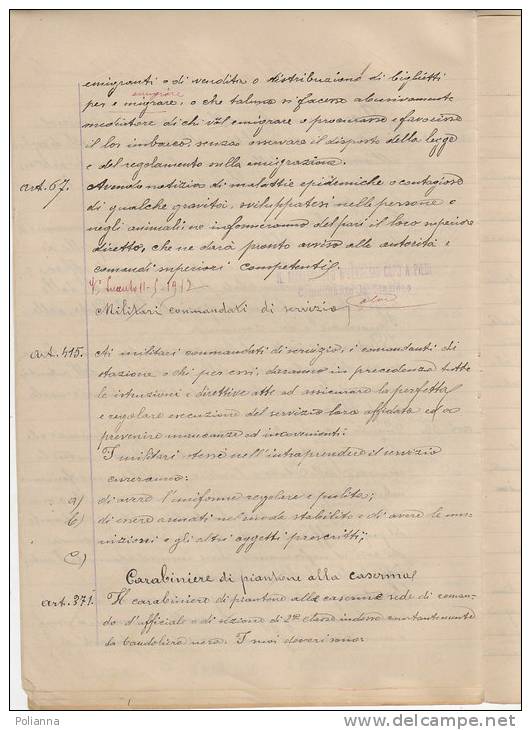 C0603 - QUINTERNO SCRITTURAZIONE - MANOSCRITTO LEGIONE CARABINIERI REALI TORINO - LUCENTO 1913 - DOTTRINA MILITARE - Manuscrits