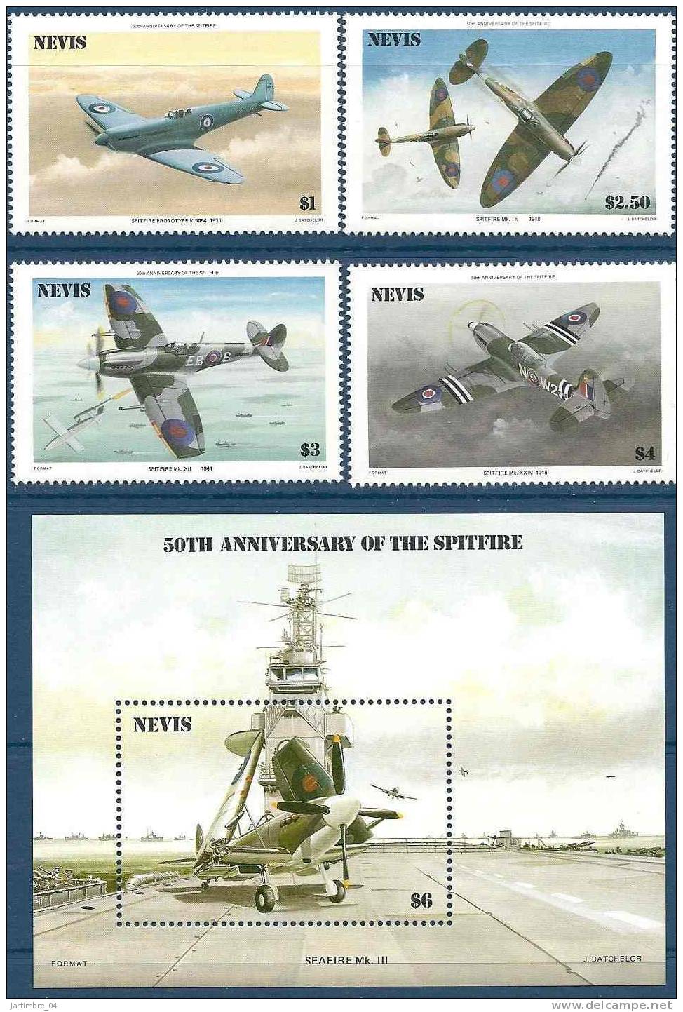 1986 NEVIS 361-64+ BF 8** Avions Militaires,  Spitfire - St.Kitts And Nevis ( 1983-...)