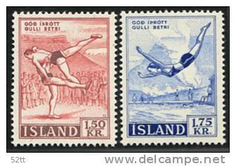 ISLANDE 1957 - ** - 272 273 - Mi 314 315 - Lutte Natation Plongeon Swimming 2 - Otros & Sin Clasificación