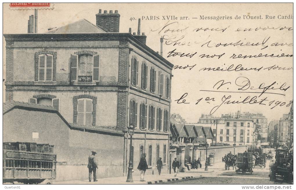 ( CPA 75 )  PARIS 17 ème  /  Messageries De L' Ouest - Rue Cardinet - - Arrondissement: 17