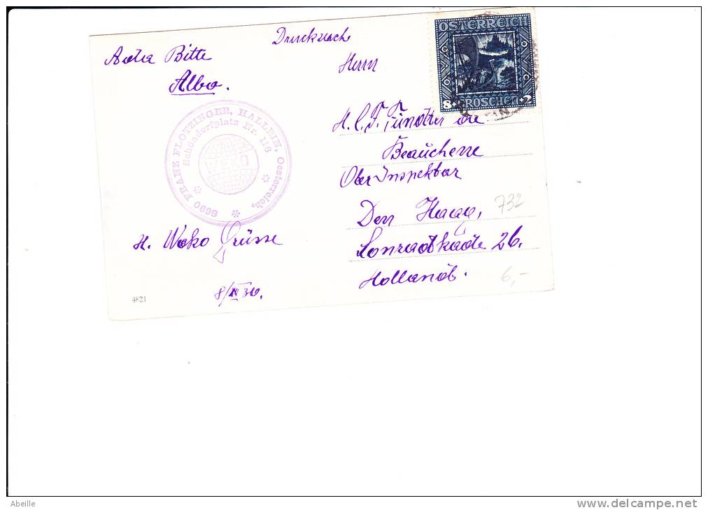 OOST/A0732   CP  1936 POUR LA HOLLANDE - Covers & Documents