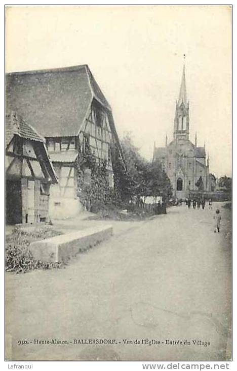 Haut Rhin - Ref  A339- Haute Alsace - Ballersdorf - Vue De L Eglise - Entree Du Village - Carte Bon Etat - Autres & Non Classés