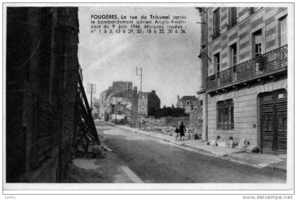 CPA FOUGERES 35 Après Bombardement - Rue Du Tribunal - Fougeres