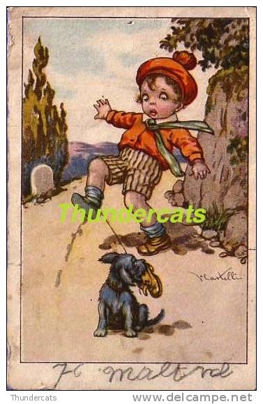 CPA ILLUSTRATEUR DESSIN CASTELLI ENFANT CHIEN  ** ARTIST SIGNED DRAWN CARD CHILD DOG CASTELLI - Castelli