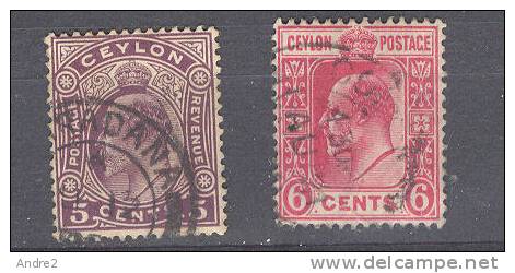 Ceylon - Ceylan  1908 Edward VII  5c And  6c  Wmk Mult Crown CA - Ceylon (...-1947)