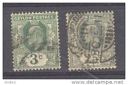 Ceylon - Ceylan  1910 -11 Edward VII 3c And  25c  Wmk Mult Crown CA - Ceylon (...-1947)