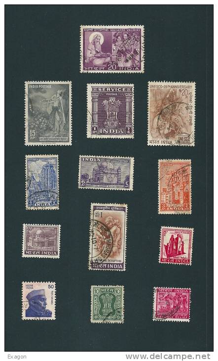 Lotto Di N. 13   FRANCOBOLLI   USATI  -  INDIA   -  Anno 1960 / 1971. - Used Stamps