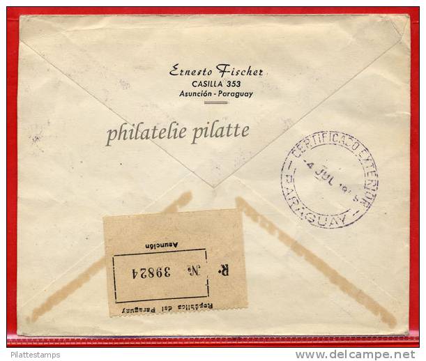 PARAGUAY VARIETE BARRES ABSENTES SUR LE \"5\" SUR LETTRE RECOMMANDEE DU 04/07/1959 DE ASUNCION POUR BUENOS AIRES COVER - Paraguay