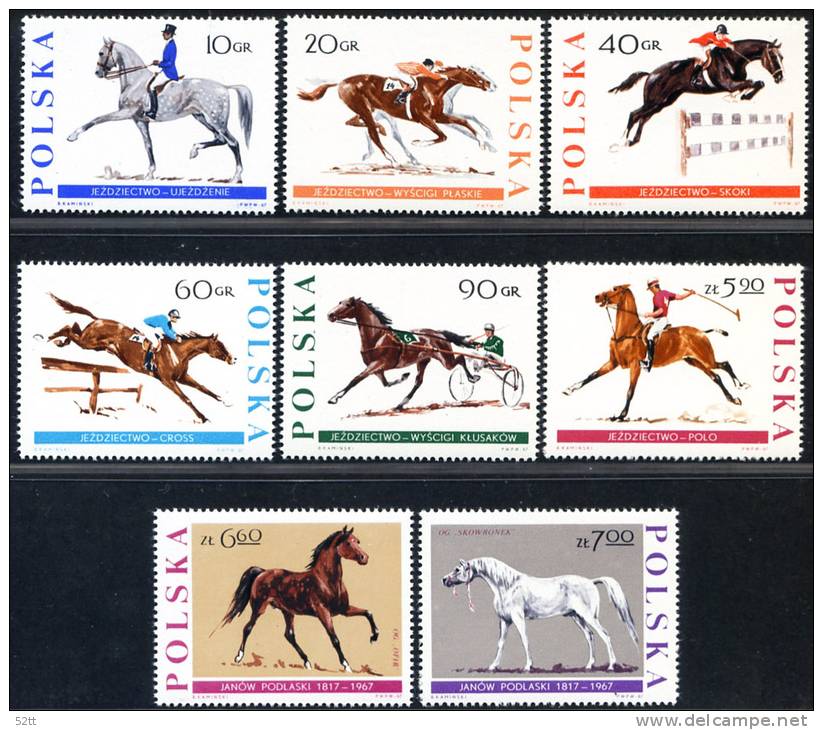 POLOGNE 1967 - ** - 1590 1597 - Mi 1740 1747 - Equitation Cheval Jumping Polska 20 - Jumping