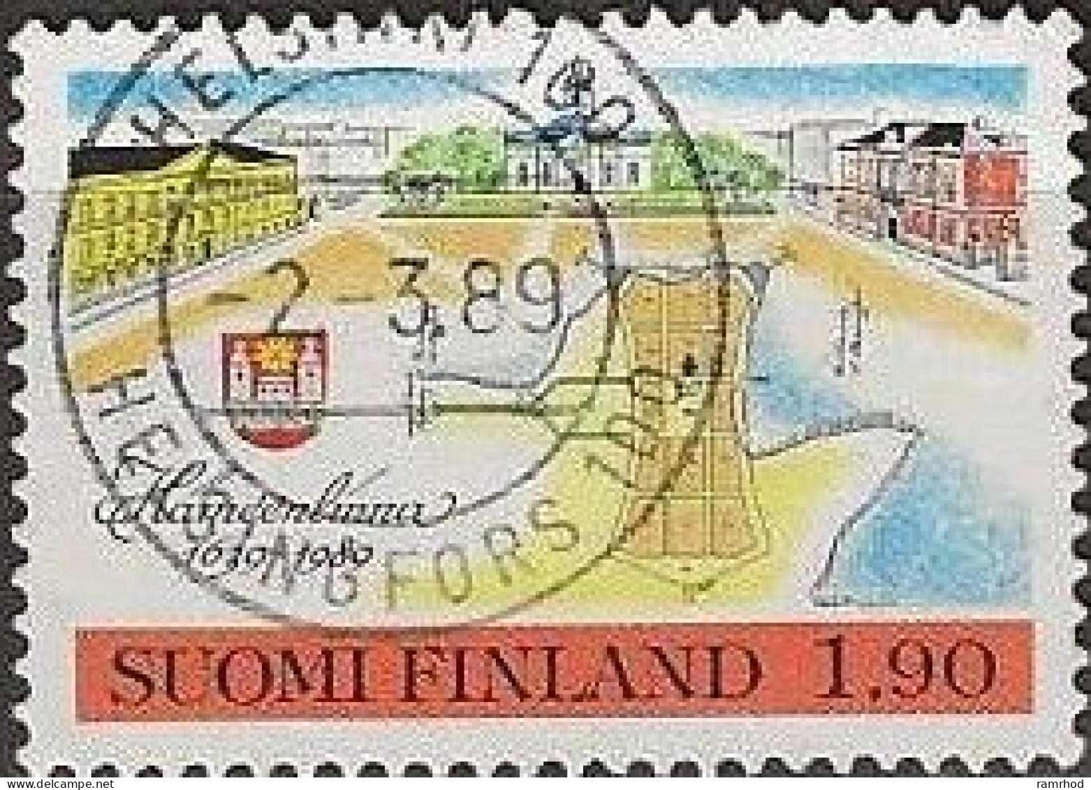 FINLAND 1989 350th Anniv Of Hameenlinna Town Charter - 1m90 Market Place, Town Plan And Arms  FU - Usati