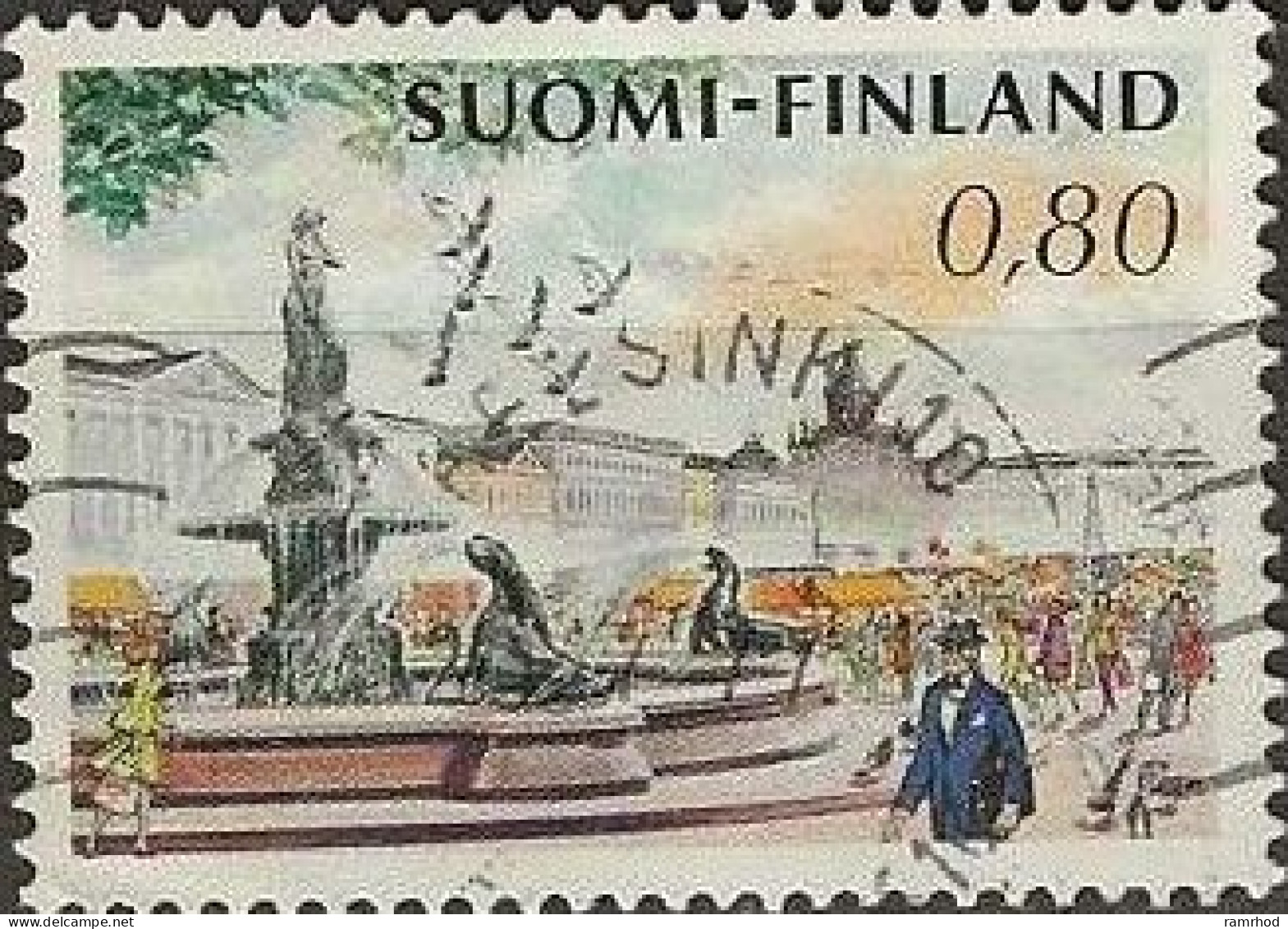 FINLAND 1972 Market Place, Helsinki - 80p Multicoloured FU - Used Stamps