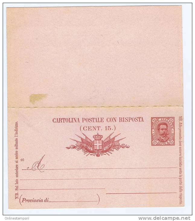 Italy, Cartolina Postale Con Risposta, 1890 Michel P 19 - Interi Postali