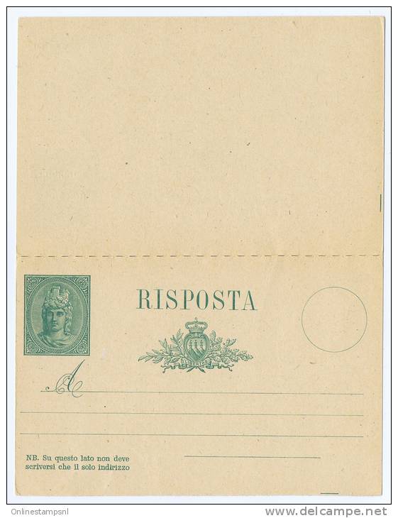 San Marino: Cartolina Postale Con Risposta 1921 Michel P12 Not Used, Cat. Value € 100 - Ganzsachen