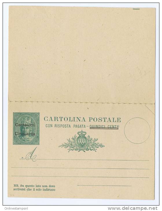 San Marino: Cartolina Postale Con Risposta 1921 Michel P12 Not Used, Cat. Value € 100 - Ganzsachen