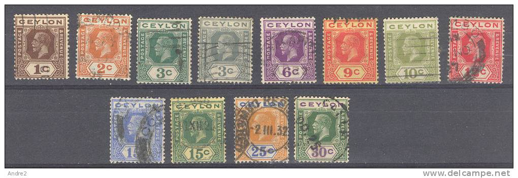 Ceylon - Ceylan  1921-32 George  V  Lot Of Stamps     Wmk Mult Script CA - Ceylon (...-1947)