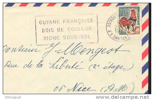 1967  Guyane Cayenne  Couronne Renversé  Sur Enveloppe - Autres & Non Classés