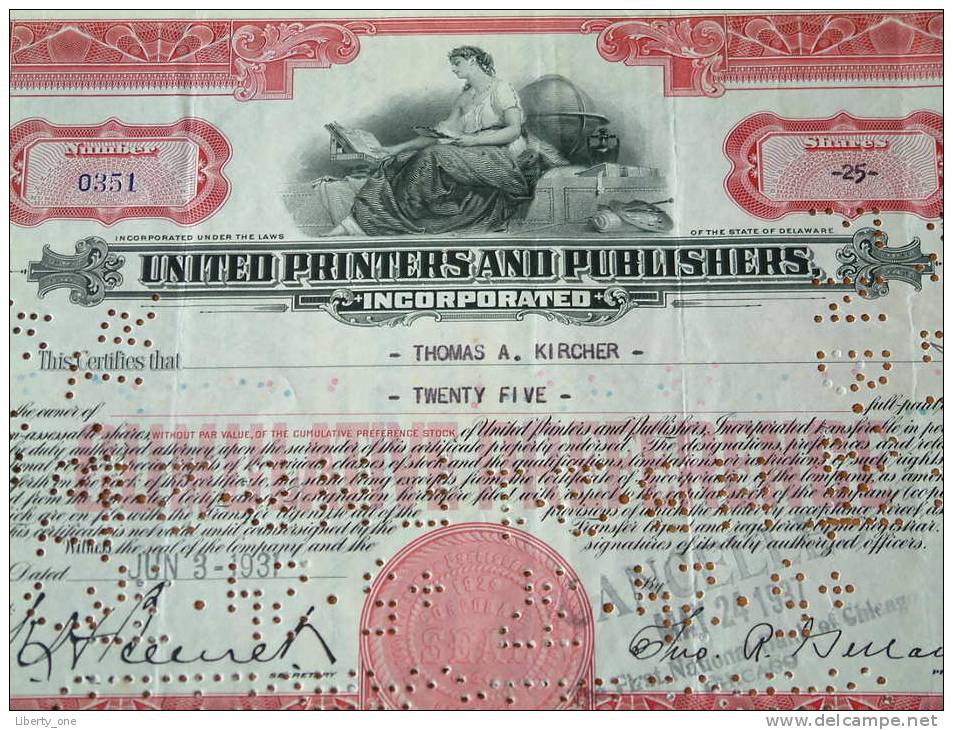 UNITED PRINTERS AND PUBLISHERS - N° 0351 / 1937 ( Voir Photo Pour Detail )! - Andere & Zonder Classificatie