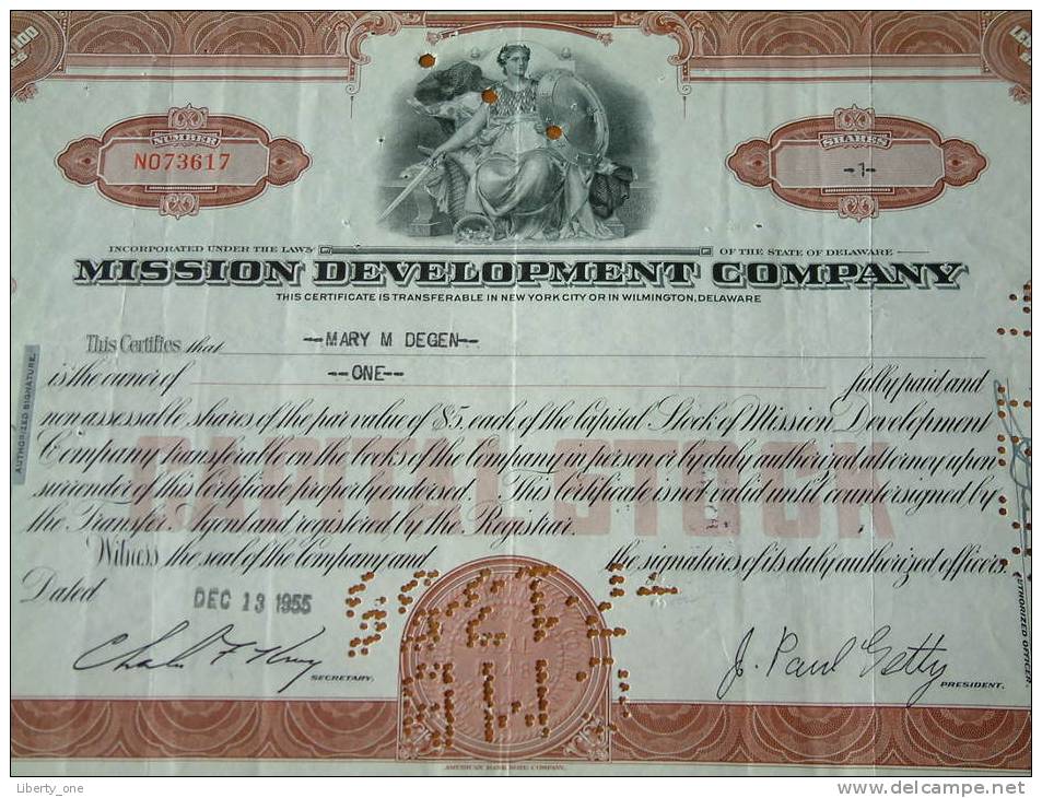 MISSION DEVELOPMENT COMPANY - N° NO73617 / 1955 ( Voir Photo Pour Detail )! - M - O