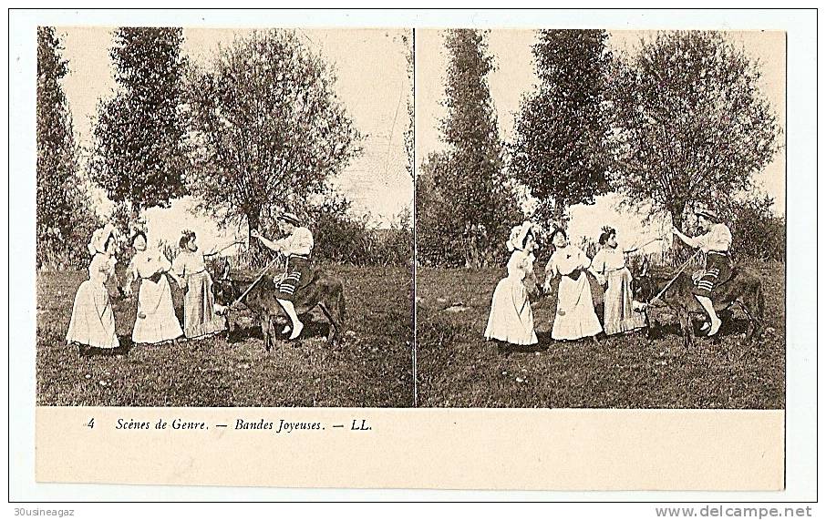 CPA Stereoscopique,Scènes De Genre ,bandes Joyeuses  ,stereo - Stereoscope Cards