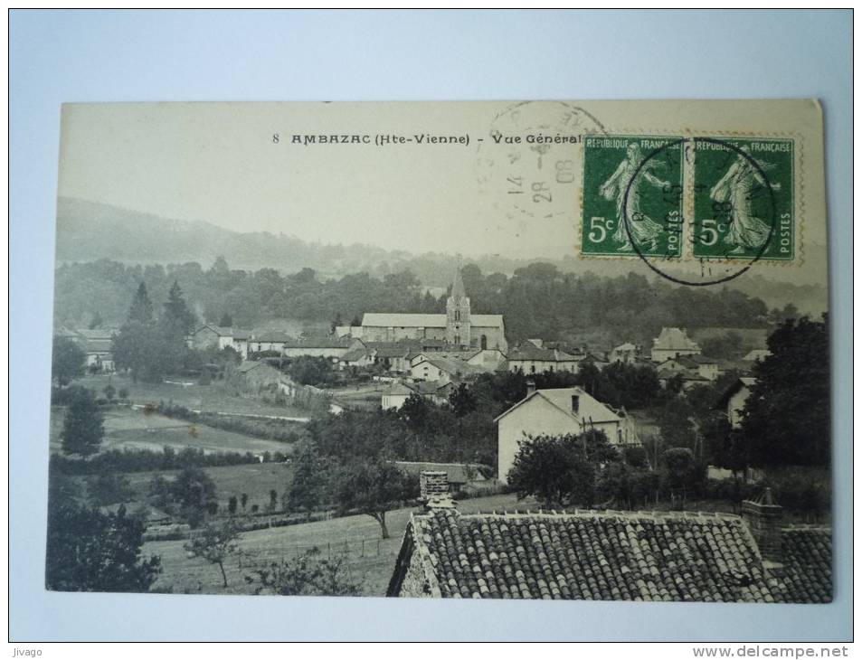 AMBAZAC  (Haute-Vienne)  :  Vue Générale   1908 - Ambazac