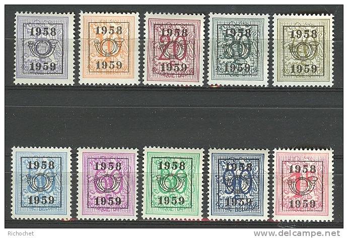 Belgique PRE676 à 685 (51) 1958-1959 ** - Typo Precancels 1951-80 (Figure On Lion)